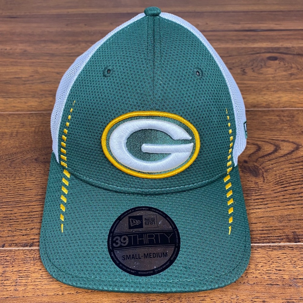Green Bay Packers New Era 39THIRTY Hat Green White Mesh Stretch Fit Small-Medium